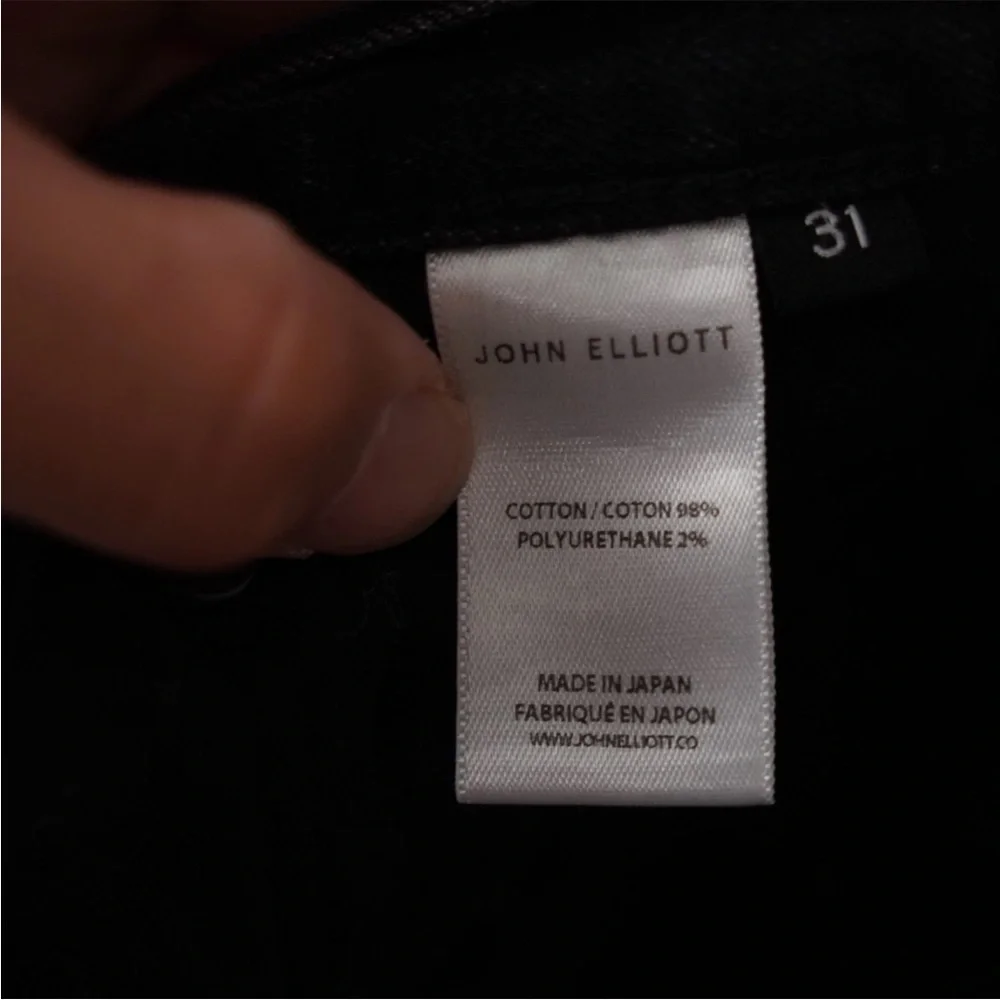 John Elliott Mens Size 31 The Cast 2 Carbon Black Slim Tapered Jeans Japan Made
